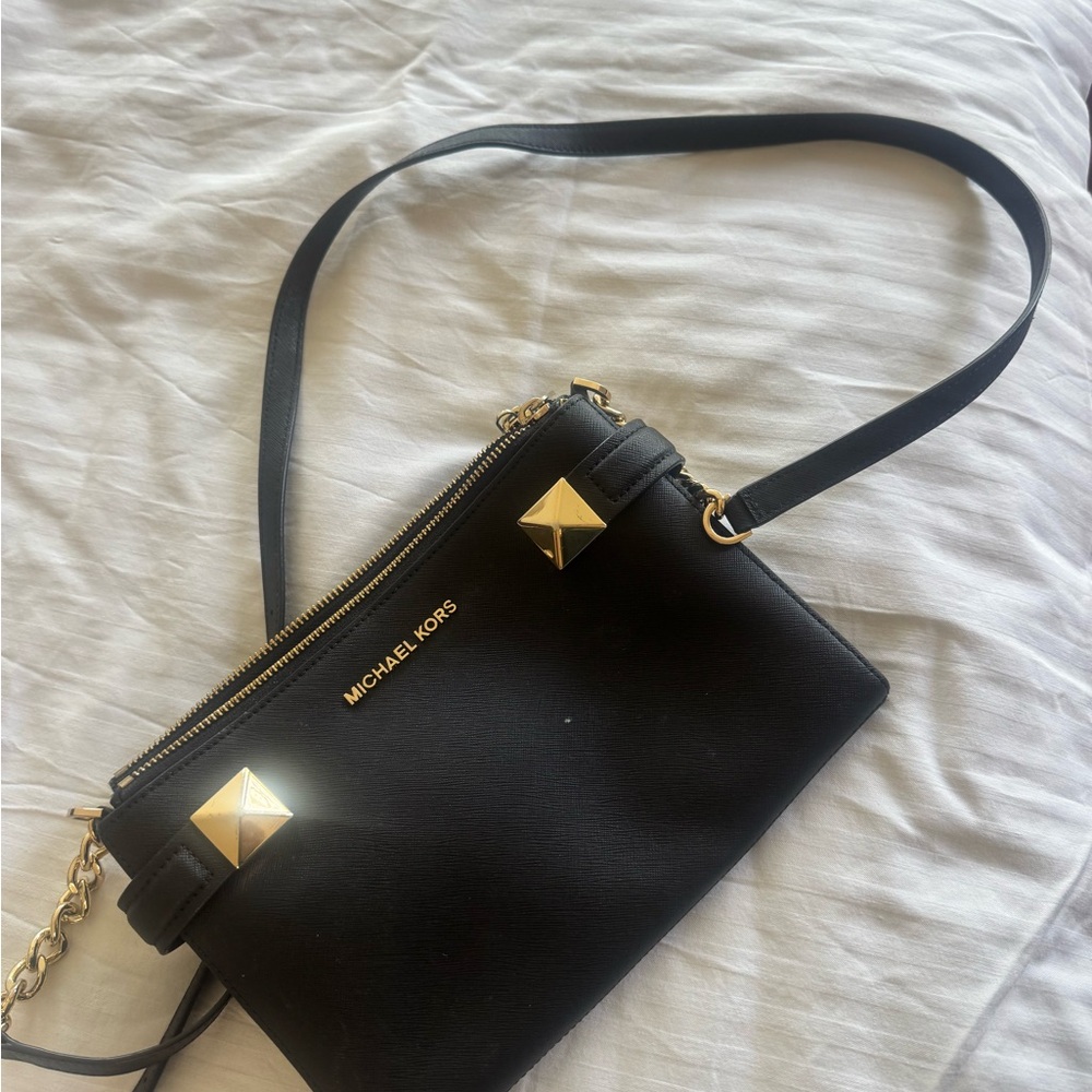 Michael Kors Black and Gold Crossbody Bag